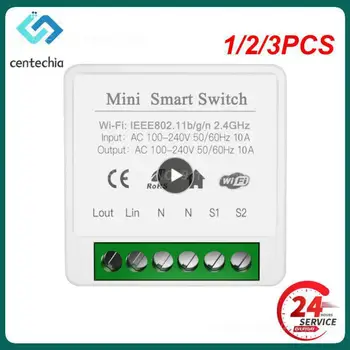 1/2 / 3PCS. Tuya 16A Mini Wifi Smart Light Switch Podržava 2-sistemski modul za automatizaciju upravljanja vremenom Aplikaciju za Alexa Home