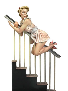1/22 moderna djevojka sjedi, figurica od smole, postavlja modela, minijaturna KNJIGA nesastavljeni, neobojeni