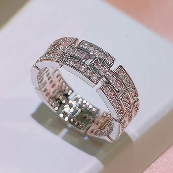 1 kom. Pluća Luksuzni prsten od visoko-kvalitetne циркона za žene, jednostavne modne prsten s geometrijskim uzorkom, svakodnevno dekoracija za djevojčice