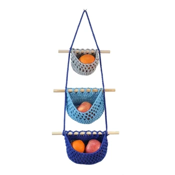 1 Kom. Rotirajući košara za voće, pleteni ili viseće košare za voće ručni rad, prikladne za kuhinje, zidni dekor