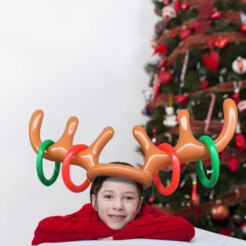 1 komplet napuhavanje kape rogovi jelena rogovi za novac prstenova Božićni odmor Božićne igračke na napuhavanje za božićni domjenak na otvorenom