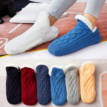 1 par Debele tople Čarape za spavanje, papuče, ženske Jesensko-zimske Baršun Kućni čarape za seks, Нескользящие Кавайные slatka čarape srednje dužine