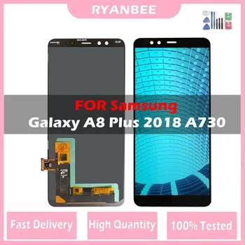 100% Muški Amoled Za Samsung Galaxy A8 plus A730 A730F LCD zaslon osjetljiv na Dodir i Digitalni Pretvarač sklop za Galaxy A8 + 2018