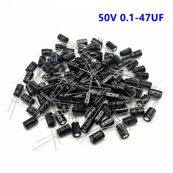 100pc 50В 0,1 μf-47 μf Kit электролитических kondenzatora za arduino 0,1 0,22 UF UF 0,33 UF 0,47 ΜF 1 ΜF 2,2 UF 3,3.UF 4,7 UF kit vrijednosti 11