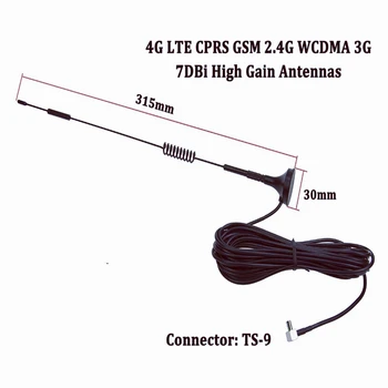 10шт Antena 4G LTE TS9 priključak 7dbi Pravokutni kabel dužine 3 m s magnetskim osnova za 3g 4G modema rutera
