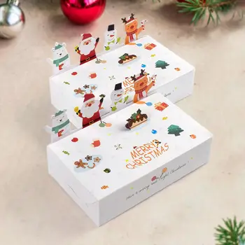 10шт Božićni Poklon Kutija Sklopivi 3D Santa Snjegović Sjeverni Medvjed Pravokutni Papir chocolate chip Cookies Poslasticu Paket za poklone za zurke Ki