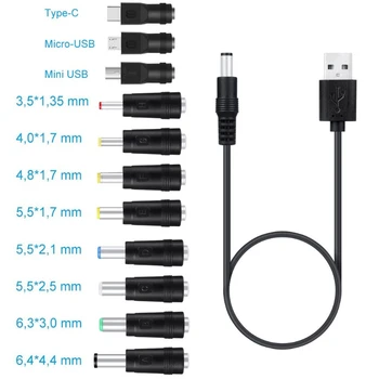 11 inča 1 od 5 USB do 5,5x2,5 mm Priključak kabela napajanja za led mobilnog telefona