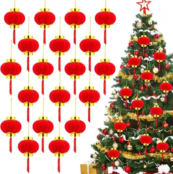 16 Kom. Ukras u obliku utega za božićno drvce, mini-crvena lampa, ukras za kineske novogodišnje zabave, pribor