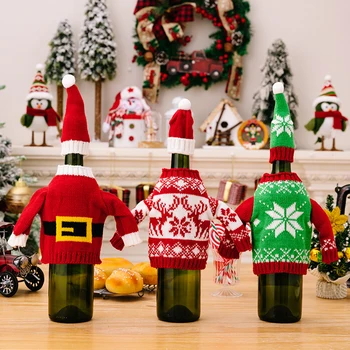 1pc Skup dekor za božićne boce vina 2024 godine, Snjegović, Sob, Poklopac za boce, Odjeća, Kuhinja dekor za novogodišnje božićne večere