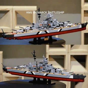 2 U 1 Km Bojni brod Bismarck Gradivni Blokovi WW2 Ratni Brodovi Mornarice Model Cigle Igračka Za Dječaka rođendanski Poklon MOC
