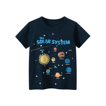 2023 Ljetna nova Korejska dječje majica kratkih rukava, odjeća za dječake, хлопковая majica sa po cijeloj površini Sunčevog sustava, dječje opremanja, izravna dostava