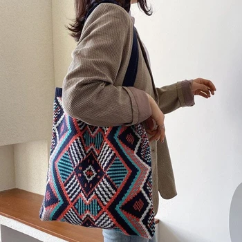 2023 Ženska torba s gornjom ručkom u vezi kukičanje, ženska torba-тоут u stilu romi u boemskom stilu boho