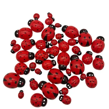 20ШТ Drvene ladybugs Ukras Samoljepljive Mini Drvene Bube S Ravnim Naslonom Drvene Bumbari ladybugs