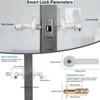 2X pametan vrata brava na otisak prsta, biometrijska zaključavanje vrata s ručkom, zaključavanje vrata bez ključa s tipkovnicom