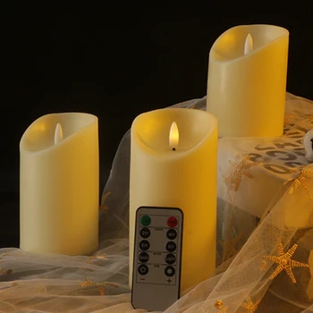 3x Električna svijeća na stupu Topla Bijela led dekor za vaš dom rasvjeta Atmosferske lampa sa daljinskim upravljačem za vjenčanje Krajolik rasvjeta svojim rukama