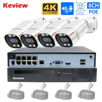 4K 8MP 4MP 8CH POE IP Kamera za video Nadzor Komplet Sigurnosnog Sustava AI Prepoznavanje Lica Audio Smart Vanjska IP Kamera NVR kit