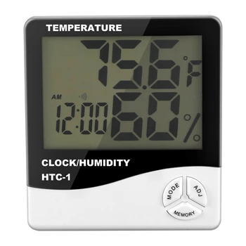 5 x digitalni LCD-display, elektronski mjerač temperature i vlažnosti u prostoriji i vani, termometar-hygrometer, vremenska stanica, Alarm