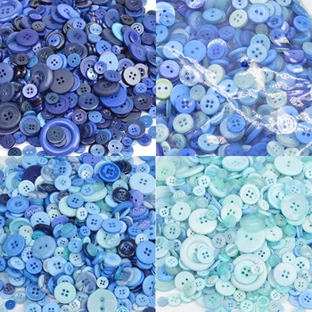 600 komada Okrugle plastične tipke sa 2 ulaza /4 rupe plava serija raznobojnih gumbe od smole pribor za odjeću DIY