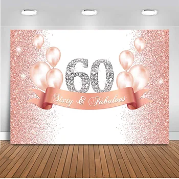 60th happy birthday party pozadina za fotografiranje od ružičastog zlata gliiter pozadina za фотобудки studio pad balona natrag