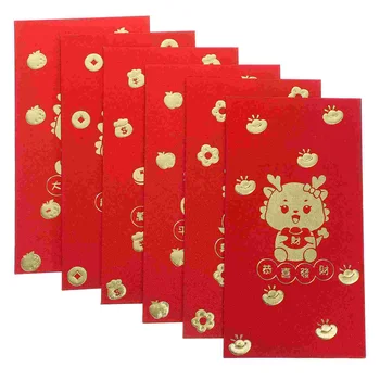 6pcs omotnica u kineskom stilu Proljetni festival Crvene koverte Godini Zmaja 2024 Božić Crvene koverte
