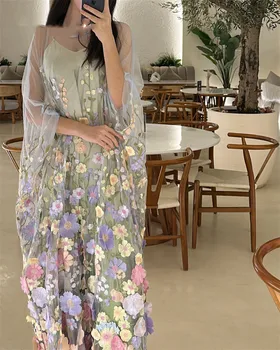Abendkleider Dubai Haljinu za Prom S 3D Bojama Od Tila S Okruglog izreza Vestidos De Fiesta Elegantes Para Mujer 2023 Večernje Haljine
