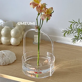 Akrilna transparentna vaza za cvjetni aranžmani svojim rukama, originalni dizajn ručke akvarij s jednim cvijetom UMJETNIČKA koncept cvjetni umetanje