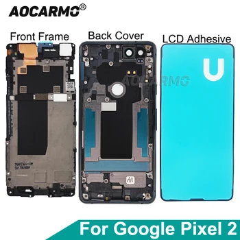 Aocarmo za Google Pixel 2 Prednji srednji okvir Okvir šasije s gumbom za objektiv kamere Ljepljive pomoćni dio
