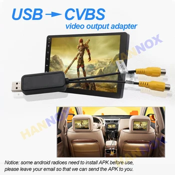 Auto radio HANNOX Android, Multimedijalni DVD-стереоплеер, Kabela za video izlaz s USB adapter CVBS