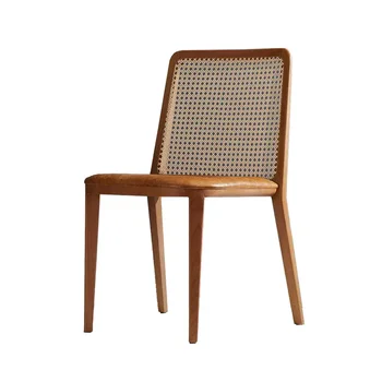 Bar stolica s naslonom od skandinavskih ratan, stol stolica od punog drveta, novi kineski model, soba, kafić hotela, stolica za pregovore za odmor