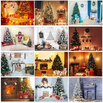 Božićna pozadina za fotografiranje SHENGYONGBAO, rekvizite, Božićno drvce, kamin, tkanina za fotografije CHM-002