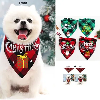 Božićni bandanas za kućne ljubimce, ogrlica za pse, mačke, Božićne Trokutasti bibs, šal-ovratnik s likom Djeda Mraza za pribor za štence