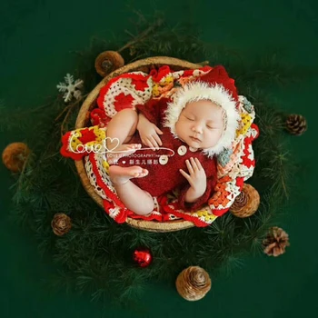 Božićni kombinezon sa kapuljačom za novorođenčad Djeda Mraza, komplet za dječju вязаной odjeće, kombinezon od мохера, body, rekvizite za snimanje fotografija
