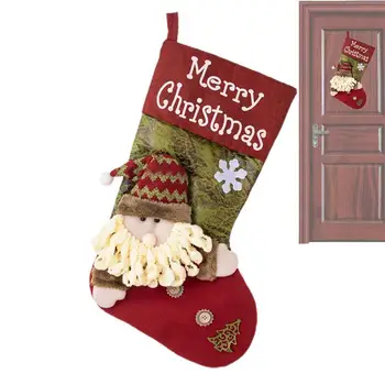 Božićni čarapa, poklon paketi za Djeda Mraza, Osjetio svečane čarape 18 cm za zidove, vrata, stubišta, drva, kamin, prozori