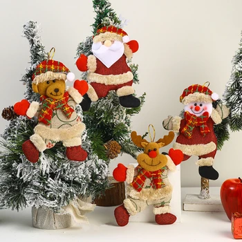 Božićno Tkiva Lutka Privjesak DIY Božićni Poklon Santa Jelen Medvjed Snjegović Privjesci za Božićno Drvce Ukrasima Kuće Navidad