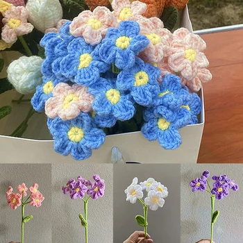 Buket od umjetnog blue незабудок povezan kukičanje, cvijet pleten, mliječna pamuk, festival cvijeća, poklon ručne izrade, kućni dekor
