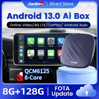 CarlinKit Android 13 TV Box CarPlay Ai Box 665 Bežični CarPlay Android Auto Spotify Waze Voideo Streaming Box za Auto 8G + 128G