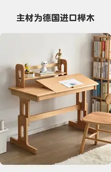 Cijeli set dječjih stolova i stolica Xi od masivnog drva mogu se podizati i spuštati, multi-funkcionalni radni stol za dom