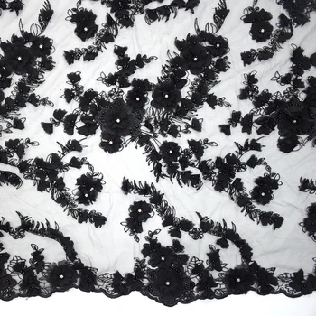 Crna čipka ručno beaded s шифоновыми bojama tkanina s bisernom vez za vjenčanje večernjih haljina, pribor svojim rukama HY0868-5
