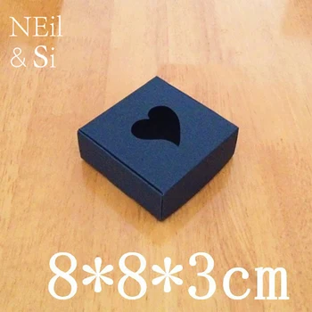 Crno-smeđa Proizvodnja kutija sa pulta u obliku srca, sapun ručne izrade, Pekara, keksi, Pakiranje vjenčanje čokolade, Poklon Kraft-kutije 8x8x3 cm, Besplatna dostava