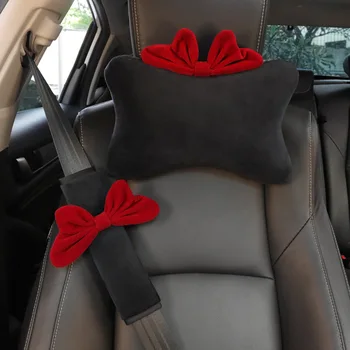 Crvena kravata za polaganje, torbica za pojas, jastuk za vrat, držač za salvete, dekoracija interijera automobila za djevojčice, Univerzalni pribor za vozila za žene