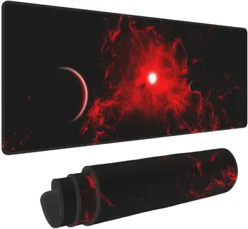 Crveno-crni svemirski gaming podloga za miša Velike zabavne duge društvene tepisi Galaxy XXL na vrhu tablice za miša 31,5 X 11,8 cm