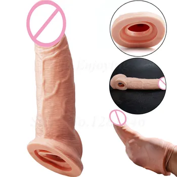Debeli višekratnu upotrebu kondoma, dildo, pojačalo prsten za člana, realno velike muške produžni kabel za penis, vrijeme kašnjenja povećanje, seks-igračke za muškarce