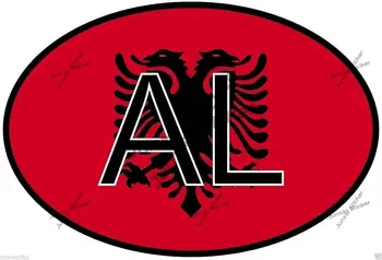 Dizajn Albanije, Naljepnica Al Albania s pozivnim brojem zemlje, Ovalni naljepnica sa zastavom za branik automobila, vozila, laptop, set alata, naljepnice na kacigu, pribor