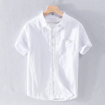 Dizajnerski je novi stil, zgodan košulju od čistog pamuka s kratkim rukavima, gospodo bijele marke svakodnevne košulje za muškarce, camisa chemise, majice, muške