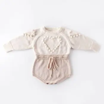 Dječje Proljeće-jesen odjeća 2022 godine, Pletene body za novorođene djevojčice i dječake, veste sa srca, Kombinezoni, tople majice s fleksibilnim gumicom