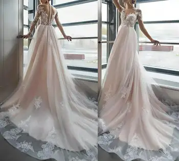 Elegantan svadbeni haljine s čipkom Sirena dugih rukava dužine do poda, prozirne straga, vjenčanice Abendkleider Maxi za žene