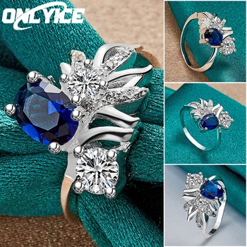 Fascinantno je prsten od 925 sterling srebra sa plavim kubični cirkon AAA za žene, veličina 7/8/9/10, Božićni poklon, moderan vjenčanje dekoracije za stranke