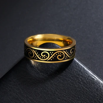 Filigranski prsten COOLTIME u stilu punk za žene Širine 6 mm od nehrđajućeg čelika s geometrijskih linija, Выгравированное prsten na prst, Vintage nakit, vjenčani dar