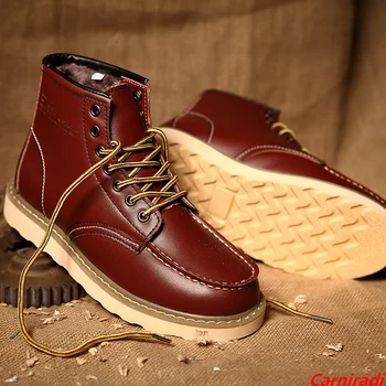 Gospodo ulične Vodootporan Zimske kožne cipele s visokim берцем, Kvalitetne svakodnevne cipele na toplom меху, 2023 godine, Đonovi radne cipele za hodanje