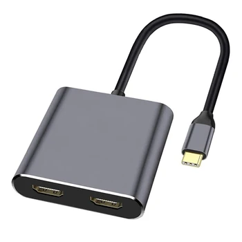 Hub USB Type C 4в1 Na Dvostruki Priključak za Punjenje, Kompatibilnim sa 4K HD, Adapter priključne stanice USB-C Podržava Prikaz Двухэкранный